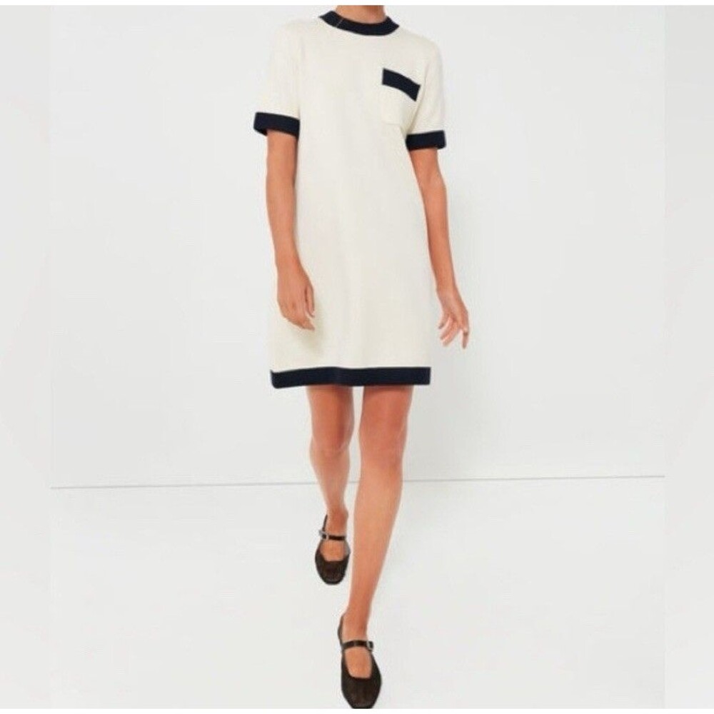 NWOT Tuckernuck Off White/ Navy Merritt Knit Mini Dress Size Small